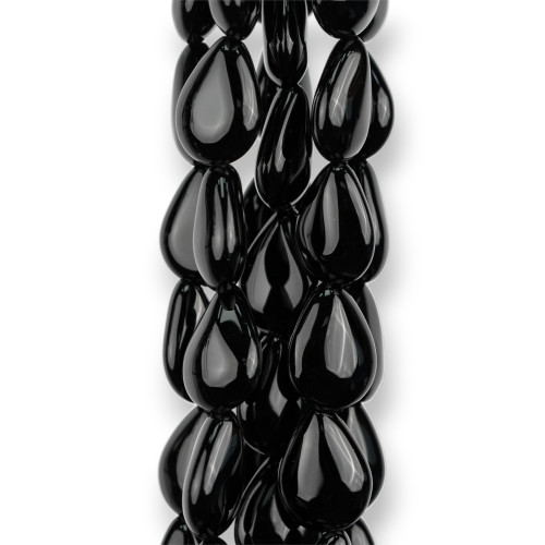 Onyx Flat Smooth Drops 10x14mm