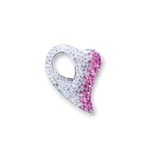 Pendente Di Argento 925 Con Strass Cuore Forato 25x28mm 1pz