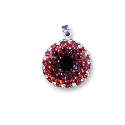 925 Silver Pendant With Round Drilled Rhinestones 20mm 1pc