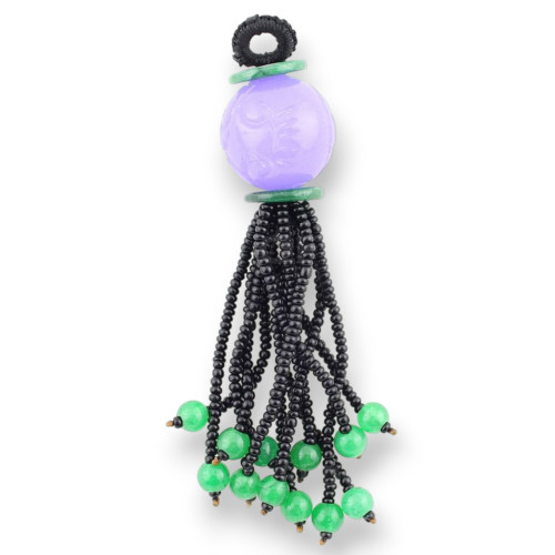 Burma Jade Pendant And Crystals 1pc - Lilac