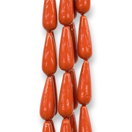 Majorca Pearls Red Coral Sardinia Drops 10x30mm