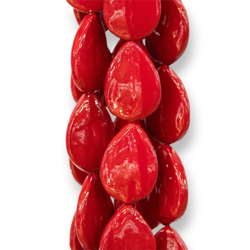 Majorca Red Drops Baroque Flat Pearls 20x30mm