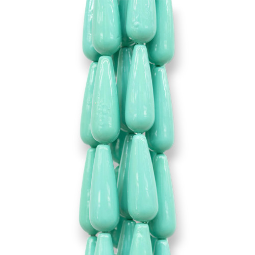 Majorca Pearls Turquoise Green Drops 10x30mm