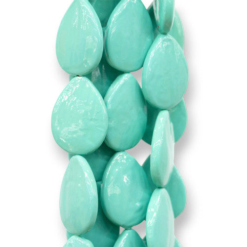 Majorca Pearls Turquoise Green Drops Baroque Plate 18x25mm