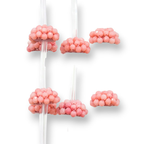 Pierre Mora Tressée Rose Bambou Corail Semisphère 17mm 11pcs