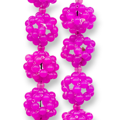 Pietra Mora Intrecciata Sfera Di Giada Fucsia 18mm 18pz