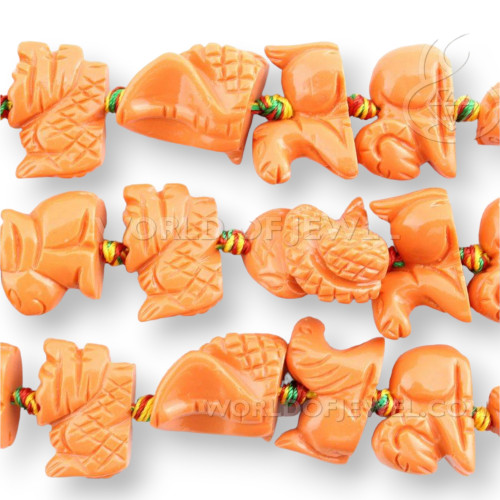 Résine Animale Mixte 18x23mm 12pcs Orange