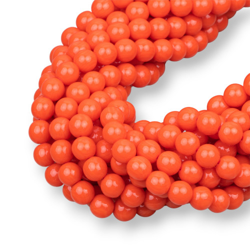 Smooth Round Orange Coral Imitation Resin 06mm