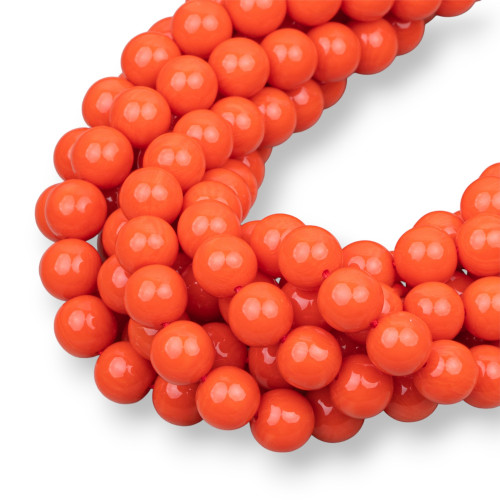 Smooth Round Orange Coral Imitation Resin 08mm