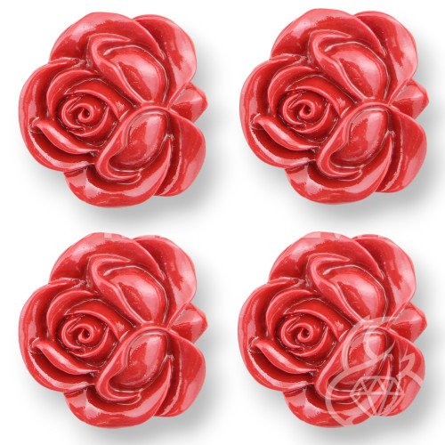 Résine Rose Double Face 33mm 10pcs Rouge