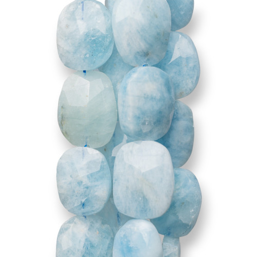 Aquamarine Milk Stone Irregular Faceted Flat (KYJ) 22mm