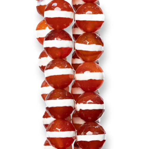 Faceted Tibetan Agate 10mm Red Striped