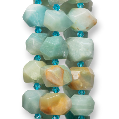 Amazonite Multicolor Irregular Stone Faceted Nuggets 18-20x12-15mm
