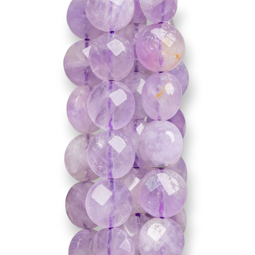 Lavendel-Amethyst, rund, flach, facettiert, 10 mm