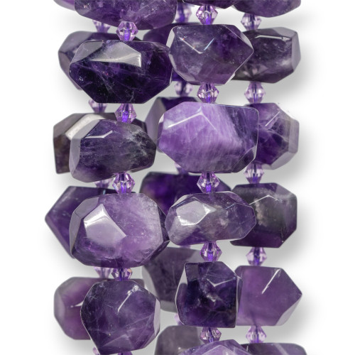 Amethyst Irregular Stone Faceted Nuggets 18-20x12-15mm