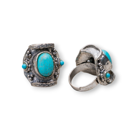 Bijouterie Ring With Magnesite Adjustable Size 24x27mm