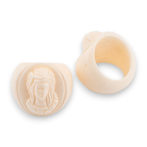 Hand Engraved Natural Bone Ring 24mm MOD2