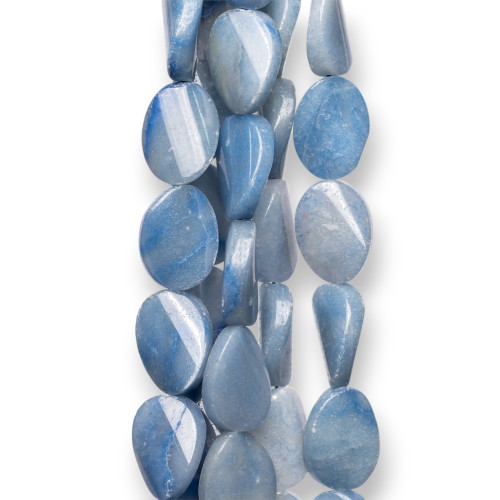 Blue Aventurine Oval Flat Wavy 18x25mm