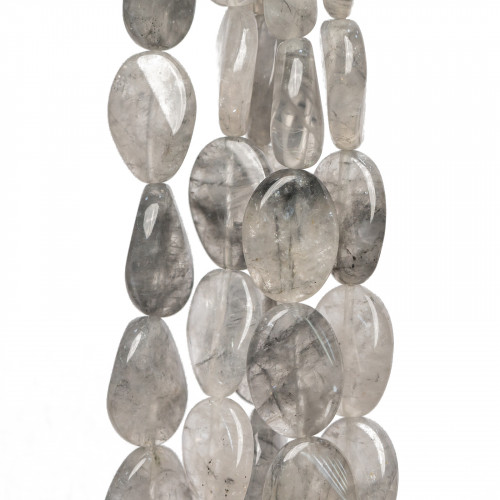 Gray Quartz Oval Flat Wavy 13x18mm