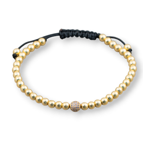 Hematite and Zircon Bracelet with Up-Down Clasp 1pc Golden White