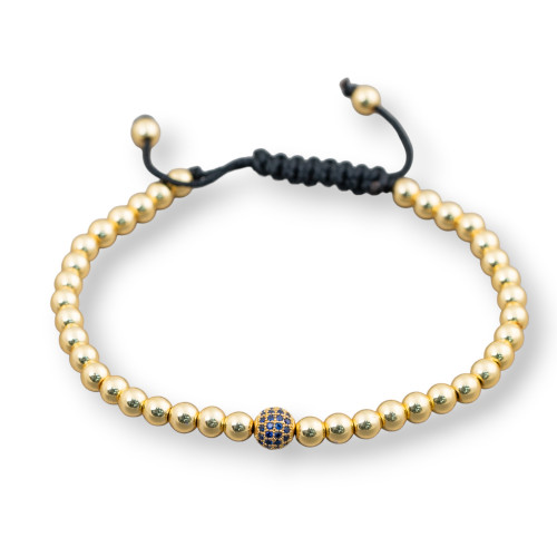 Hematite and Zircon Bracelet with Up-Down Clasp 1pc Golden Blue