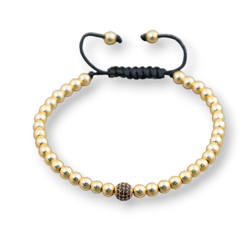 Hematite and Zircon Bracelet with Up-Down Clasp 1pc Golden Black