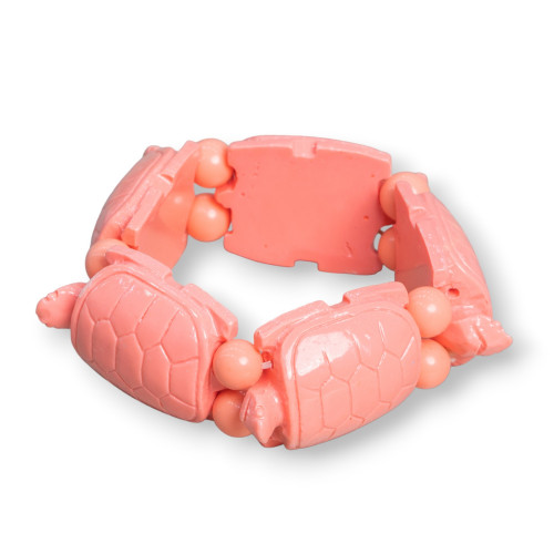 Large Turtle Gemstone Bracelet 30x42mm Pink Resin