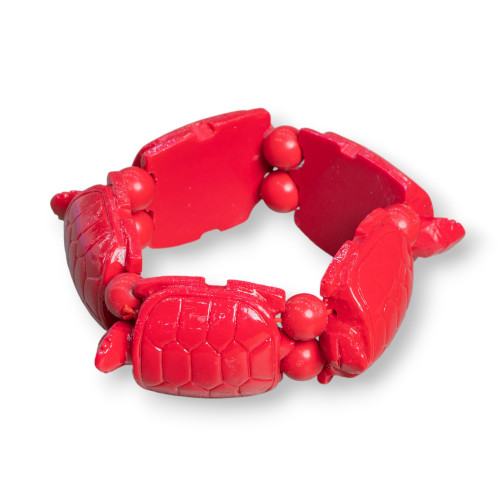 Semiprecious Stone Bracelet Large Turtle 30x42mm Red Resin