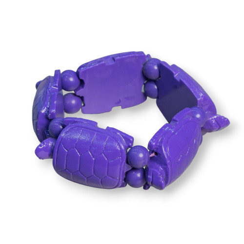 Large Turtle Semiprecious Stone Bracelet 30x42mm Purple Resin