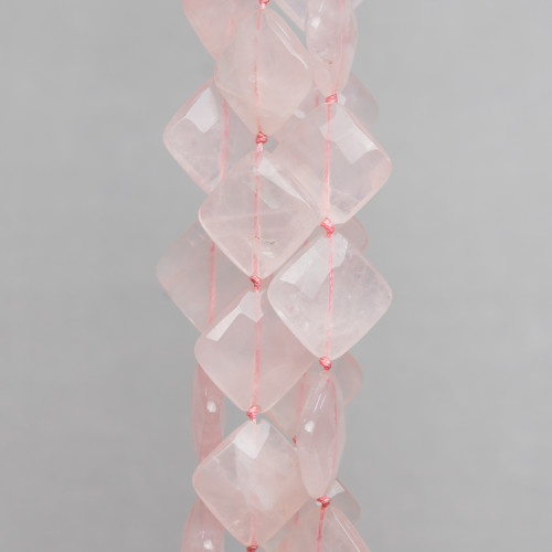 Rose Quartz Flat Rhombus Faceted 14mm