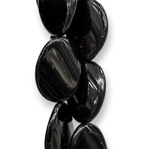 Smooth Wavy Flat Oval Black Crystal 30x40mm