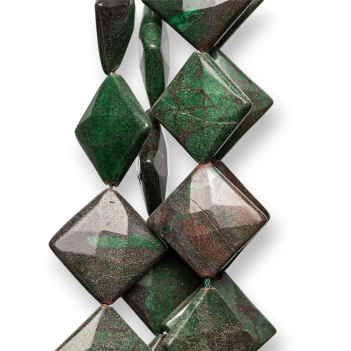 Tourmalined Jasper Flat Rhombus Faceted 20mm