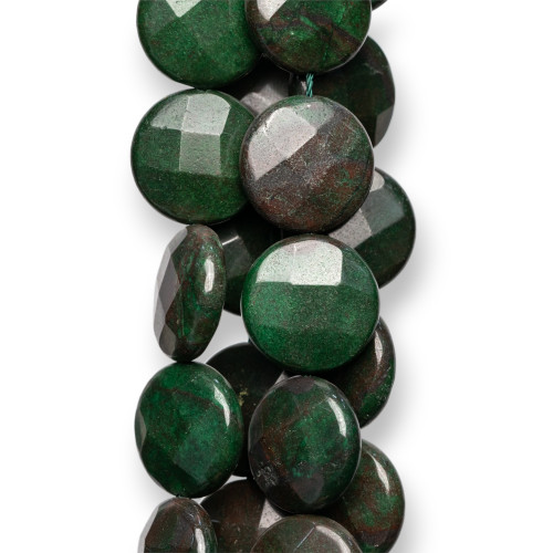 Tourmalinated Jasper Round Flat Faceted 15mm