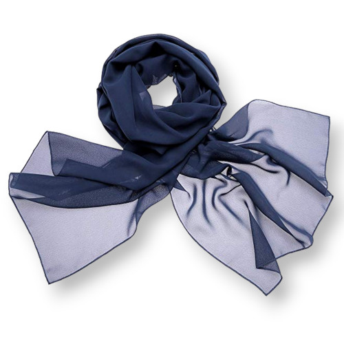 Foulard Sensation Soie 90x180cm 1pc Bleu Foncé