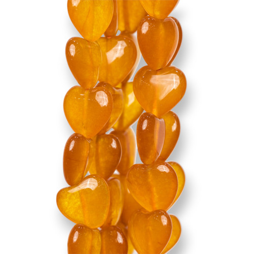 Jade Orange Amber Smooth Flat Heart 15mm
