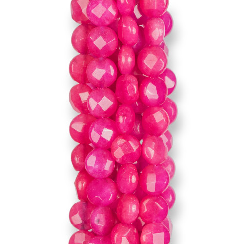 Fuchsia Jade Round Flat Faceted 08mm