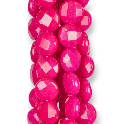 Fuchsia Jade Round Flat Faceted 12mm