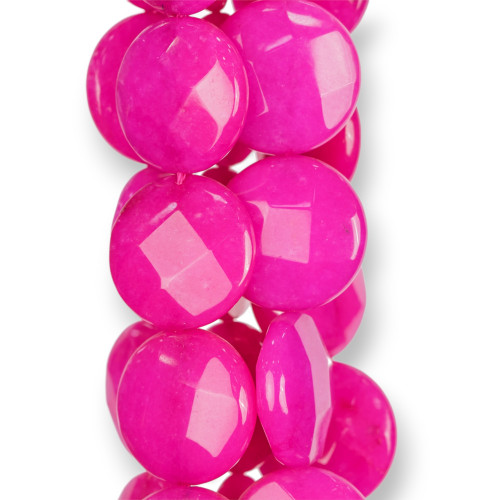 Fuchsia Jade Round Flat Faceted 20mm