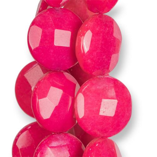 Fuchsia Jade Round Flat Faceted 30mm