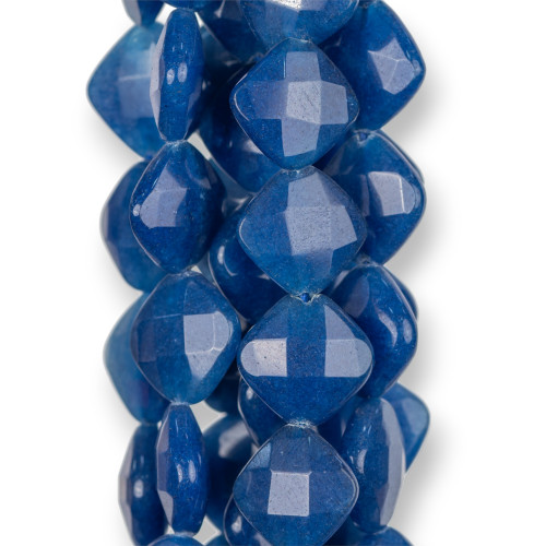 Blue Jade Lapis Rhombus Flat Faceted 18mm Clear