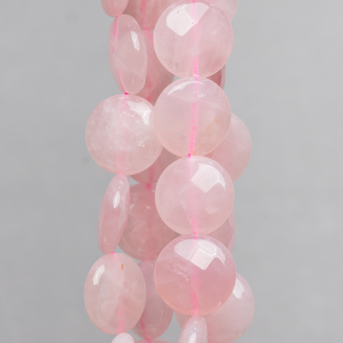 Rose Quartz Round Flat Faceted 15mm