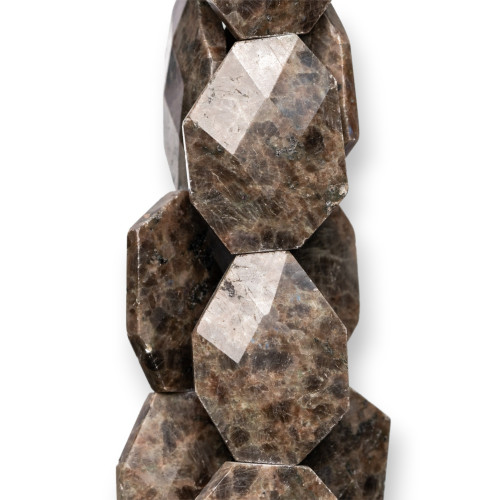 Irregular Brown Labradorite Flat Faceted 30x40mm