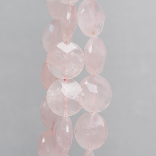 Rose Quartz Round Flat Faceted 20mm Clear