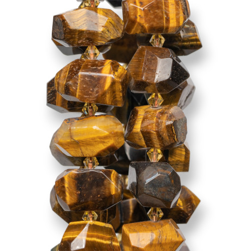 Tiger's Eye Yellow Irregular Stone Faceted Nuggets 18-20x12-15mm