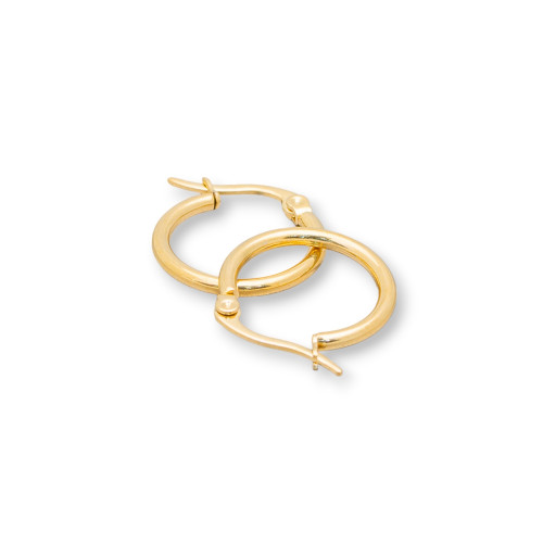 Smooth Steel Hoop Earrings 25mm 10 Pairs Gold