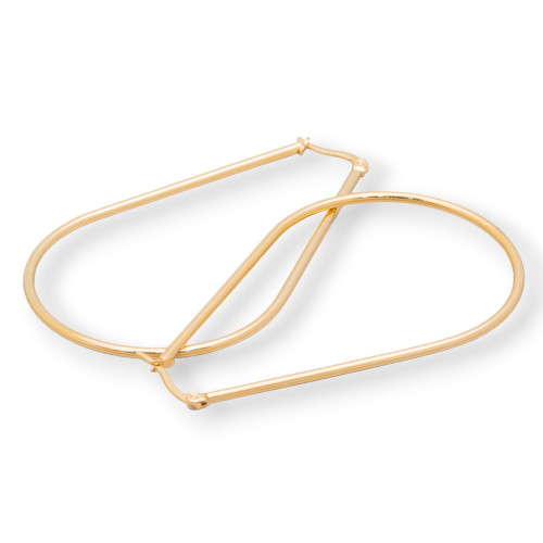 Boucles d'Oreilles Acier Larme Lisse 70mm 4 Paires Doré