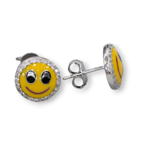 925 Silver Earrings Emoji And Zircons 10mm MOD5