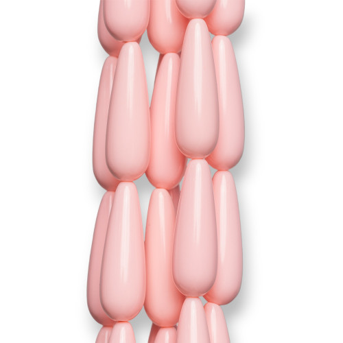 Light Pink Coral Paste Smooth Drops Briolette 10x30mm