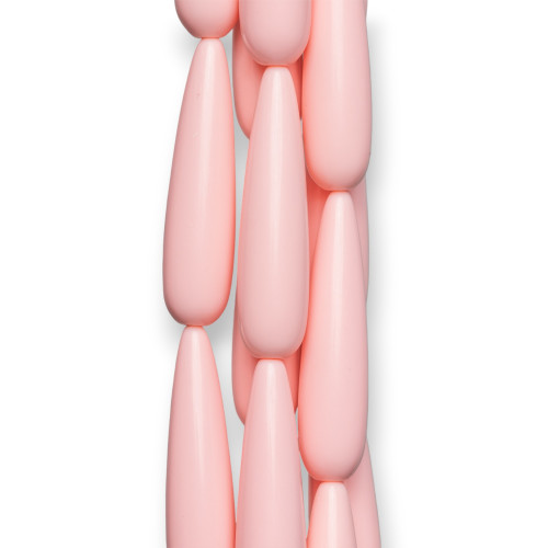 Light Pink Coral Paste Smooth Drops Briolette 10x40mm