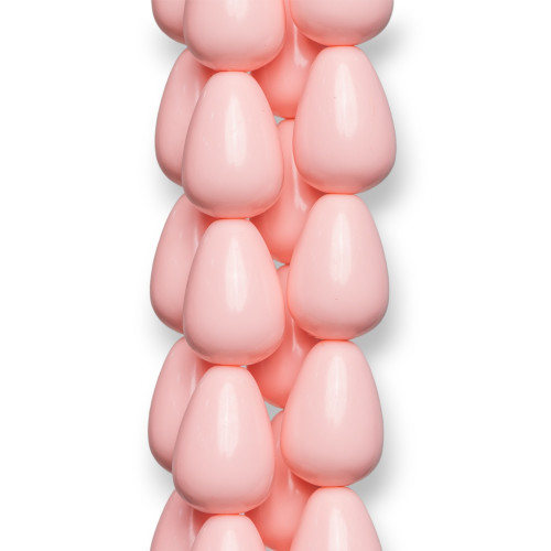 Light Pink Coral Paste Smooth Drops Briolette 12x16mm